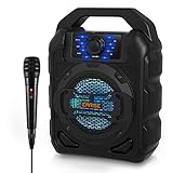 EARISE T15 Sistema PA Altoparlante Bluetooth con microfono, Impianto audio portatile cassa attiva Karaoke Machine con luci a LED, ingressi USB SD MP3, batteria integrata