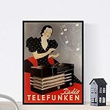 Nacnic Stampa Artistica Locandina pubblicitaria d Epoca Ad-Telefunken Radio Vinate 1935. Immagine Stampata su Carta da 250 Grammi di Alta qualità. Fai Il Regalo Perfetto.