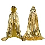 Proumhang Oro Mantello con Cappuccio Lungo Unisex Halloween Carnevale Natale Capo Masquerade Costume 110 cm