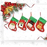 truem Calza Natalizia, 4 PCS Calza di Natale Set, con Motivo Cervo Calze di Natale, Personalizzati Calze Natalizie da Appendere, Decorazioni Natalizie per Albero, Camino