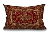BGBDEIA Federa per cuscino lombare, motivo tappeto persiano, 30 x 50 cm, decorazione per camera da letto, soggiorno, stampa antica, rossa, rettangolare, per letto, divano