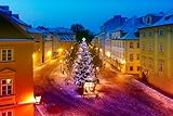 XHHZ Kit di pittura con i numeri per principianti, Praga, capodanno Ceca, albero di Natale notte di strada, combinazioni di colori sognanti e giochi di luce, 40 x 50 cm, senza cornice