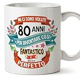 MUGFFINS Tazza Compleanno 80 Anni - Idee Regali Originali et Divertenti per Uomo e Donna - per lui/per lei. Ceramica 350 mL