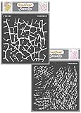 CrafTreat Texture Crackle Stencils for Painting on Wood, Canvas, Paper, Fabric, Floor, Wall and Tile - Crocodile Crackle and Scratches - 2 Pcs - Size: 15x15 cms - Reusable DIY Art and Craft Stencils