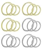 IUDWCG 12 pezzi cerchio ipoallergenici anello naso acciaio inossidabile senza saldatura orecchini rotonda trafitto orecchini gioielli tre dimensioni (oro, argento)