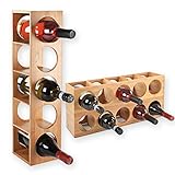 Gräfenstayn® 30543 cremagliera del vino CUBE - impilabile in legno di bambù per 5 bottiglie di vino per posizionare, collocazione o per montaggio a parete, ampliabile, Dimensioni 13,5x12x53 cm