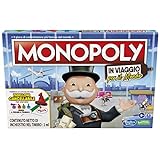 Monopoly In Viaggio per il Mondo, gioco da tavolo per famiglie e bambini dagli 8 anni in su, con pedine a timbro e tabellone cancellabile