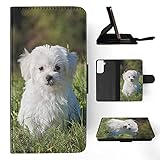 Carino Maltese Cane Cucciolo Canino #1 FLIP Custodia a portafoglio per Samsung Galaxy S21+ 5G Plus