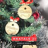 Halfalaser - Kit di 5 Palline di Natale personalizzate in Legno con nomi a scelta da appendere all albero di natale con personalizzazione | Addobbi natalizi