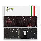 new net - Tastiera Compatibile con Notebook Acer Nitro 5 AN515-54-70WH AN517-51 AN517-51-71D5 [Senza Frame - Colore Tasti Rosso - Retroilluminata - Layout ITA]