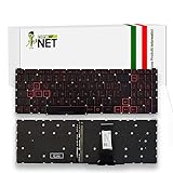 new net - Tastiera Compatibile con Notebook Acer Nitro 5 AN515-54-71FT AN517-51-550B AN517-51-757H [Senza Frame - Colore Tasti Rosso - Retroilluminata - Layout ITA]