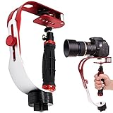 AFUNTA Pro Handheld video della telecamera stabilizzatore costante, ideale per GoPro, Cannon, Nikon o qualsiasi fotocamera DSLR fino a 0.95 KG Con Smooth Pro Glide fisso Cam - Rosso + argento + nero