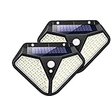KHTO - Luci solari per esterni, 102 LED, con sensore di movimento solare, 270 grandangolari, da giardino, impermeabili, senza fili, 2 pezzi, 102 LED