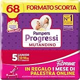 Pampers Progressi Mutandino & Fit Prime Junior, 68 Pannolini, Taglia 5 (12-18 Kg)