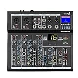 Weymic F4-Pro Professional Mixer | 4-Channel 2-Bus Mixer/w USB Audio Interface for Recording DJ Stage Karaoke Music Application