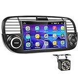 Podofo RDS Autoradio per Fiat 500 2007-2015 7 Pollici Android Car Stereo Radio Display con Bluetooth WiFi, GPS, Radio FM + Telecamera Posteriore