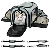 Minthouz Trasportino per gatti a 4 lati, approvato dalle compagnie aeree, con guinzaglio di sicurezza e tracolla, trasportino espandibile per gatti, cani e animali di piccola taglia (XL)