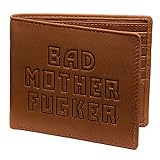 Bad Wallets Portafoglio in vera pelle, con la scritta Bad Mother Fucker in inglese, colore: marrone chiaro