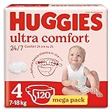 Huggies Pannolini Ultra Comfort, Taglia 4 (7-18 Kg), Confezione da 120 Pannolini