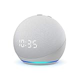 Echo Dot (4ª generazione) - Altoparlante intelligente con orologio e Alexa - Bianco ghiaccio