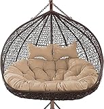 Swing Hanging Basket Seat Cushion, Hanging Egg Chair Cushions Thicken Egg Hammock Chair Pads Garden Patio Cushion No Chair(Beige)