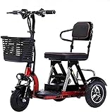 Sedia a rotelle elettrica per anziani e disabili, Scooter pieghevole a 3 ruote con caricatore, cestino per la spesa, Sedile confortevole e chiave remota, Continuità 31miglia (50km)