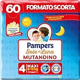 Pampers Sole e Luna Pannolino a Mutandino Maxi, Taglia 4 (8-15 kg), 60 Pannolini