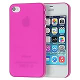 doupi UltraSlim Custodia per iPhone 4 4S, Satinato fine Piuma Facile Mat Semi Trasparente Cover, Pink
