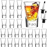 24 Bicchieri da Shot in Vetro da 3cl, bicchierini liquore, bicchieri amaro con base pesante -Lavabili in Lavastoviglie, Ideali per Feste