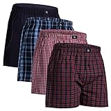 DANISH ENDURANCE Organic Woven Boxers L Assorted Blue/Red Mix 4-Pack