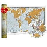 Mappa del mondo da grattare e idee regalo - Extra large -42 x 29.7 cm - Maps International - Da più di 50 anni nel settore delle mappe - Dettagli cartografici che mostrano i confini di stati e regioni