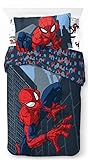 Jay Franco Marvel Spiderman City Streets - Set di Biancheria da Letto in 3 Pezzi, 100% Cotone, 135 x 200 cm, per Letto Singolo, Copripiumino + Lenzuolo con Angoli 90 x 200 cm + Federa 50 x 70 cm