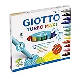 Giotto Turbo Maxi Astuccio Da 12 Pennarelli A Punta Larga, 5 Mm, Super Lavabili, Multicolore, ‎12 Unità (Confezione da 1)