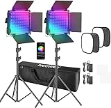 NEEWER 2pz RGB Luce 660 PRO LED Controllo via APP, Kit d Illuminazione con con Softbox, 360° Colori 50W Video Lighting CRI 97+ Regolabili 9 Effetti di Scene