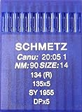 schmetz, 10 aghi con testa rotonda per macchina da cucire, sistema 134 (R) Industriale, misura:90