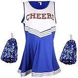 Cherry-on-Top - Uniforme da cheerleader con pompon, vari colori e taglie disponibili