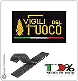 GS1 Patch Toppa Ricamata con Velcro Vigili del Fuoco + Bandiera Italia cm 5 x 8 Art.NSD-VVFF-B