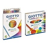 Giotto Stilnovo pastelli colorati in astuccio 36 colori & TURBO COLOR Ast. 24 pennarelli