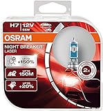 Osram H7 64210NBL-HCB - 2 lampadine alogene di ricambio per auto, 55W 12V PX26d Night Breaker Laser +150% Next Generation, luce bianca chiara, omologate