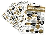 Essentials Weekly Planner Stickers, Black & Gold Set of 575 Stickers