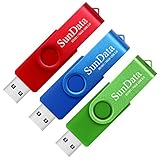 SunData Chiavetta USB 16GB 3 Pezzi PenDrive Girevole USB2.0 Flash Drive Thumb Drive Memoria Stick per Archiviazione Dati con Luce LED (3 colori: Blu Verde Rosso)