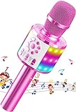 Microfono Karaoke Bluetooth Wireless per Bambini, Karaoke Portatile con Altoparlante per Cantare, Microfono Giocattoli per Bambina 4-15 anni, Regali di Natale, Compatibile con Android, iOS, PC