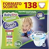 Babylino Sensitive Pannolini Mutandina Taglia 6, Pants Extra Large (13-18 Kg), 138 Unità