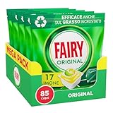 Fairy Original Tutto In Uno Capsule Per Lavastoviglie, Limone, 17 Capsule, Efficaci Anche Sul Grasso Incrostato X5