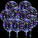 OSDUE 10 Pezzi Palloncini LED BOBO, 24 Pollici Palloncini LED Trasparenti con 3 Metri Luci della Stringa, Palloncini Luminosi Riutilizzabile Adatti per Compleanni, Matrimoni, San Valentine (Colore)