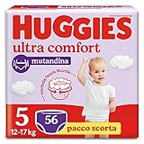 Huggies Ultra Comfort Pannolino Mutandina, Taglia 5 (12-17 Kg), Confezione da 56 Pannolini