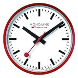 Mondaine Wall Clock - Orologio Da Parete Rosso per Soggiorno e Cucina, A990.CLOCK.11SBC, 25 CM.