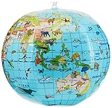 Caly- Globe Classic Mappamondo Gonfiabile Animali, 30 cm, Colore Azzurro, 3760039940742