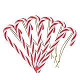 NALER Decorazioni Albero di Natale Bastoncini di Zucchero Natalizi 12 pz Rosso e Bianco Candy Cane Decorazioni Natale Plastica Con Cordino Hanging Wall Home Party Decorazioni Ornamenti
