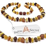 Baltic Secret Collane in vera ambra fatta a mano, collana con perline in vera pietra grezza di ambra baltica, set regalo per uomo, mamma, donna, Ambra, Ambra